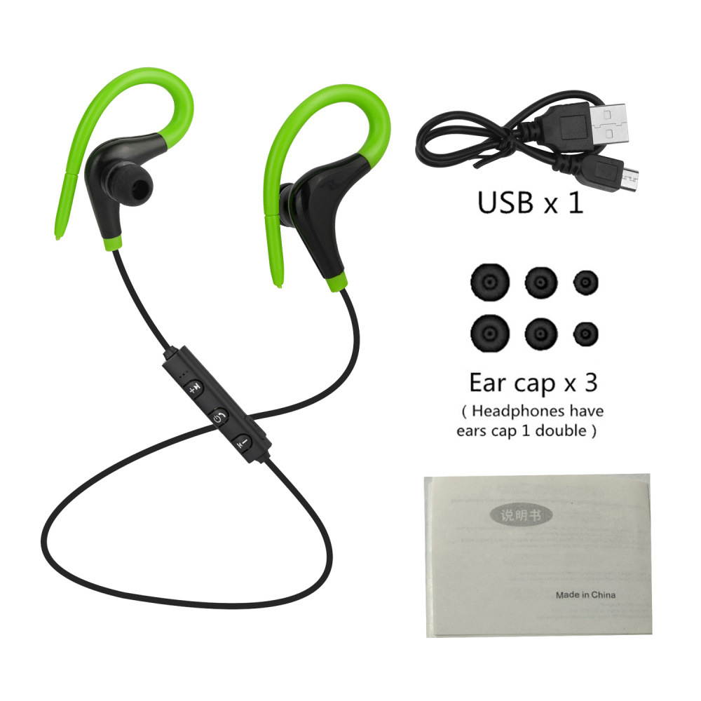 Jansicotek AX-01 Bluetooth Wireless Earphone Headset Sport Stereo Headphone Music MP3 Playing Noise Reduction Headset for Mobile Phone- Green