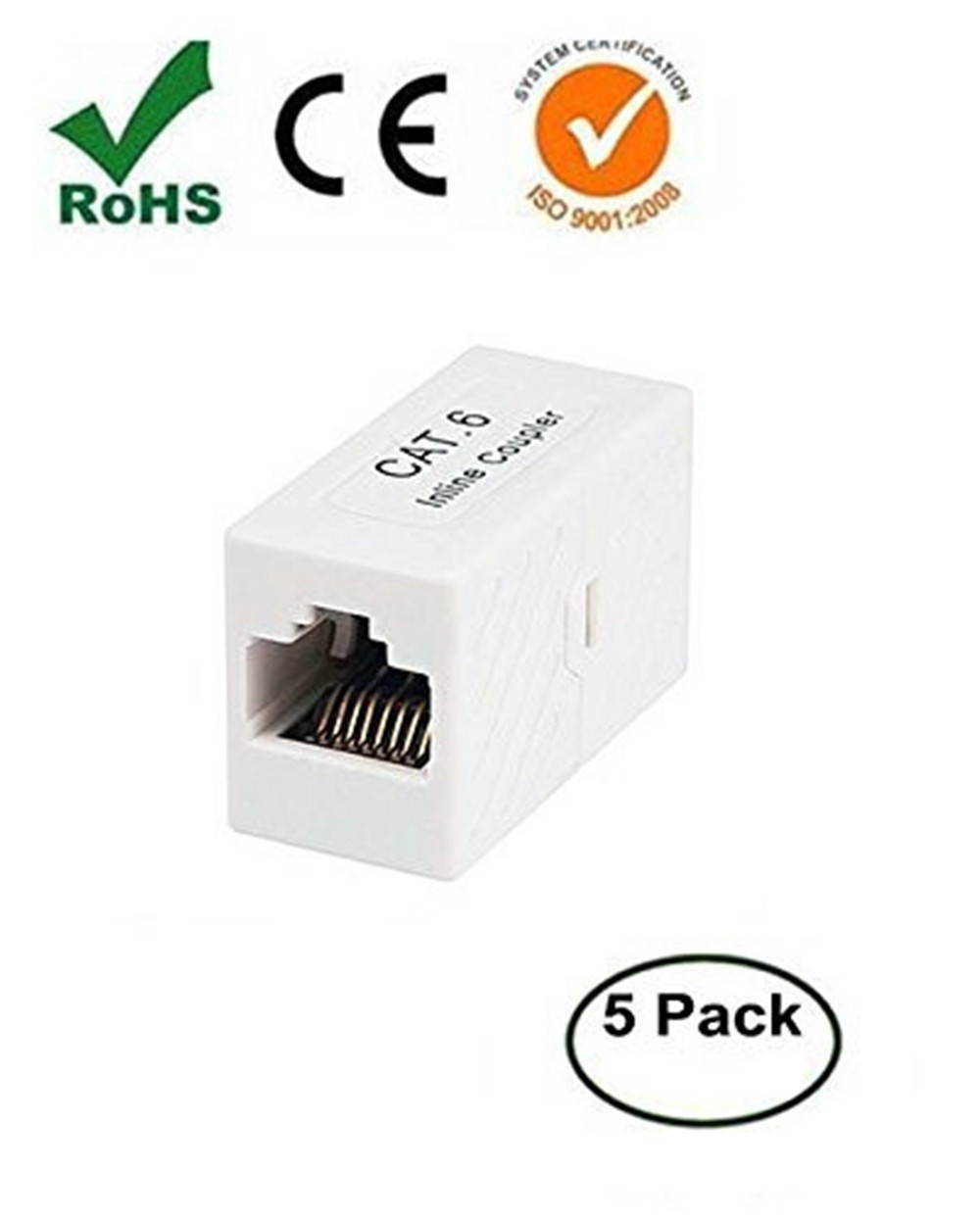 iMBAPrice&reg; Premium RJ45 Coupler - Cat6 Ethernet Cable Extender Female to Female Straight Modular Inline Coupler (Pack of 5)