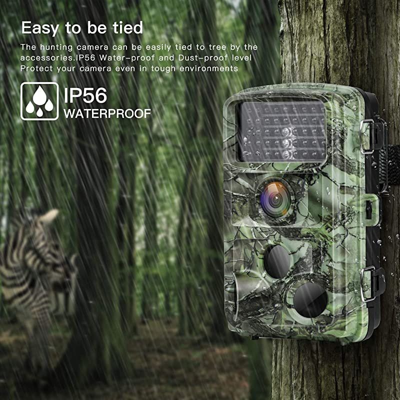Trail Camera 20mp Waterproof Game Hunting Cam with 3 Infrared Sensors Motion Activated Night Vision for Wildlife Monitoring