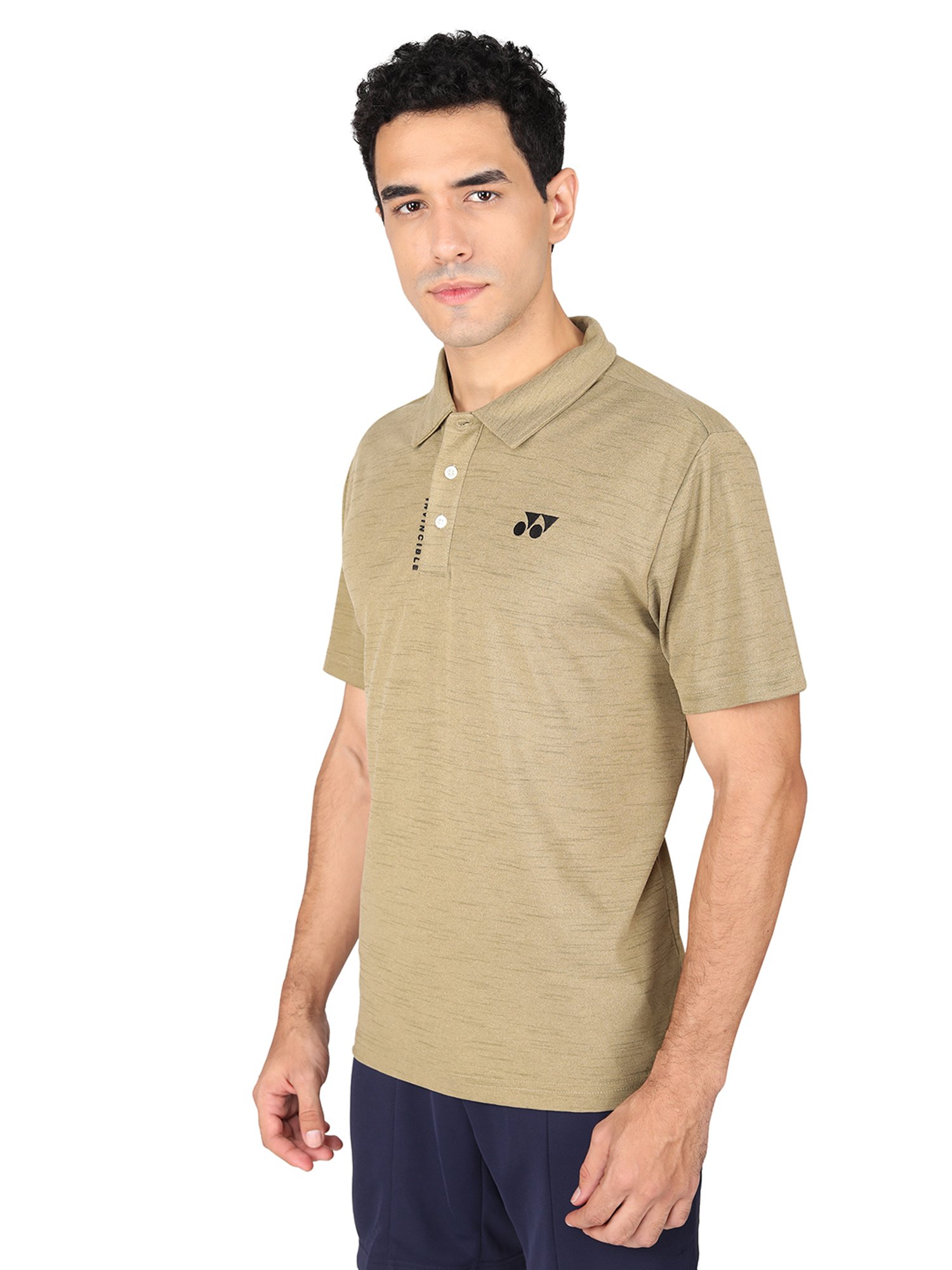 Yonex Khaki Regular Fit Badminton Polo T-Shirt