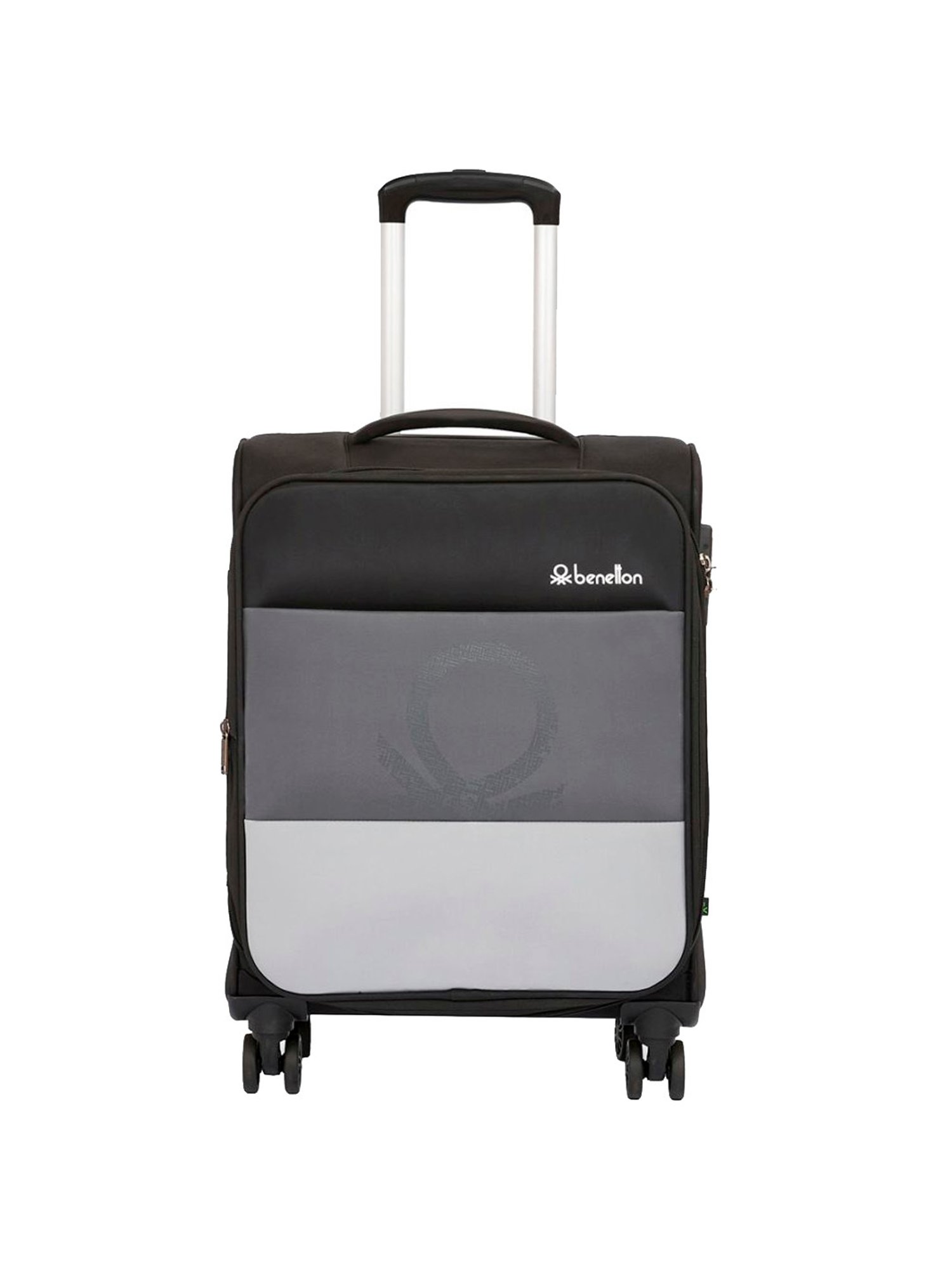 United Colors of Benetton Archimedes Black & Grey Color Block Soft Cabin Trolley Bag -58 Cms