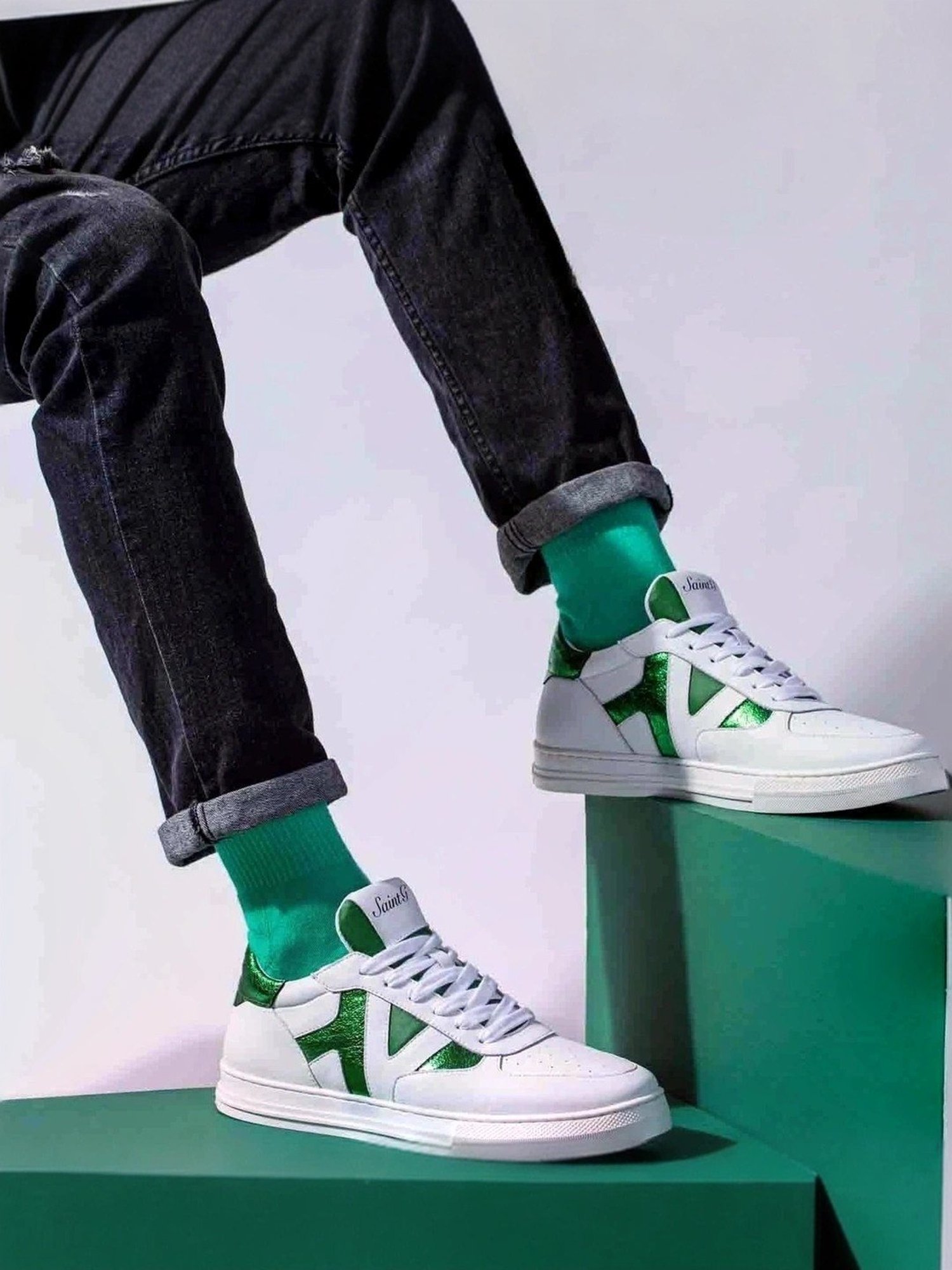 Saint G Men's Elliot Green Casual Sneakers