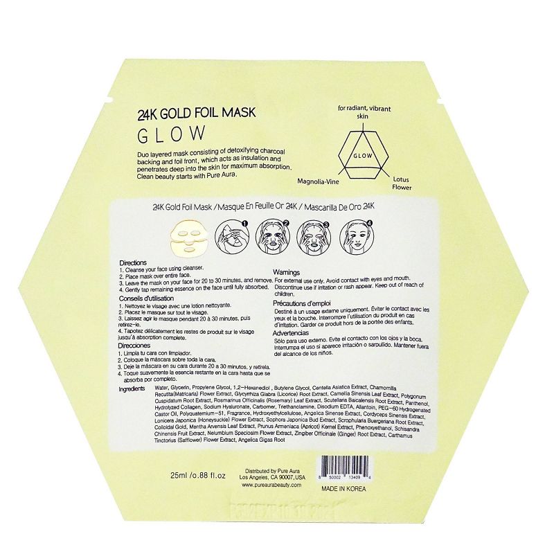 Pure Aura 24k Gold Foil Mask - 0.88 fl oz