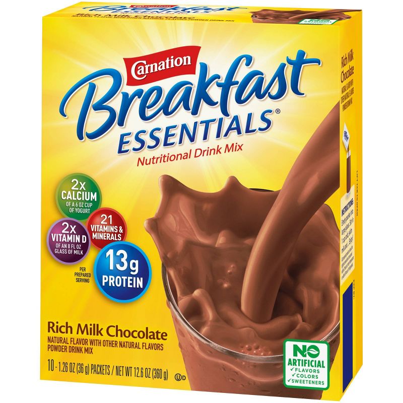 Carnation Breakfast Essentials Powder Drink Mix Rich Milk Chocolate - 10ct/12.6oz