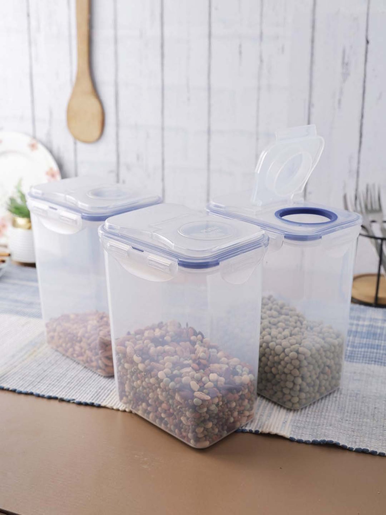 Lock & Lock Transparent Plastic 10.8 cm Food Storage Container (1.8 L) - Set of 3