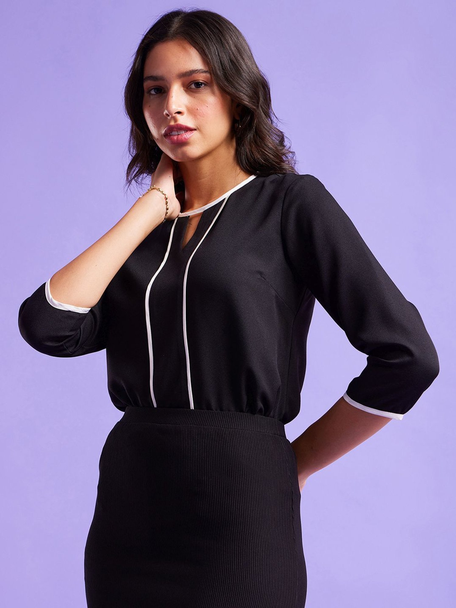Fablestreet Black Regular Fit Top