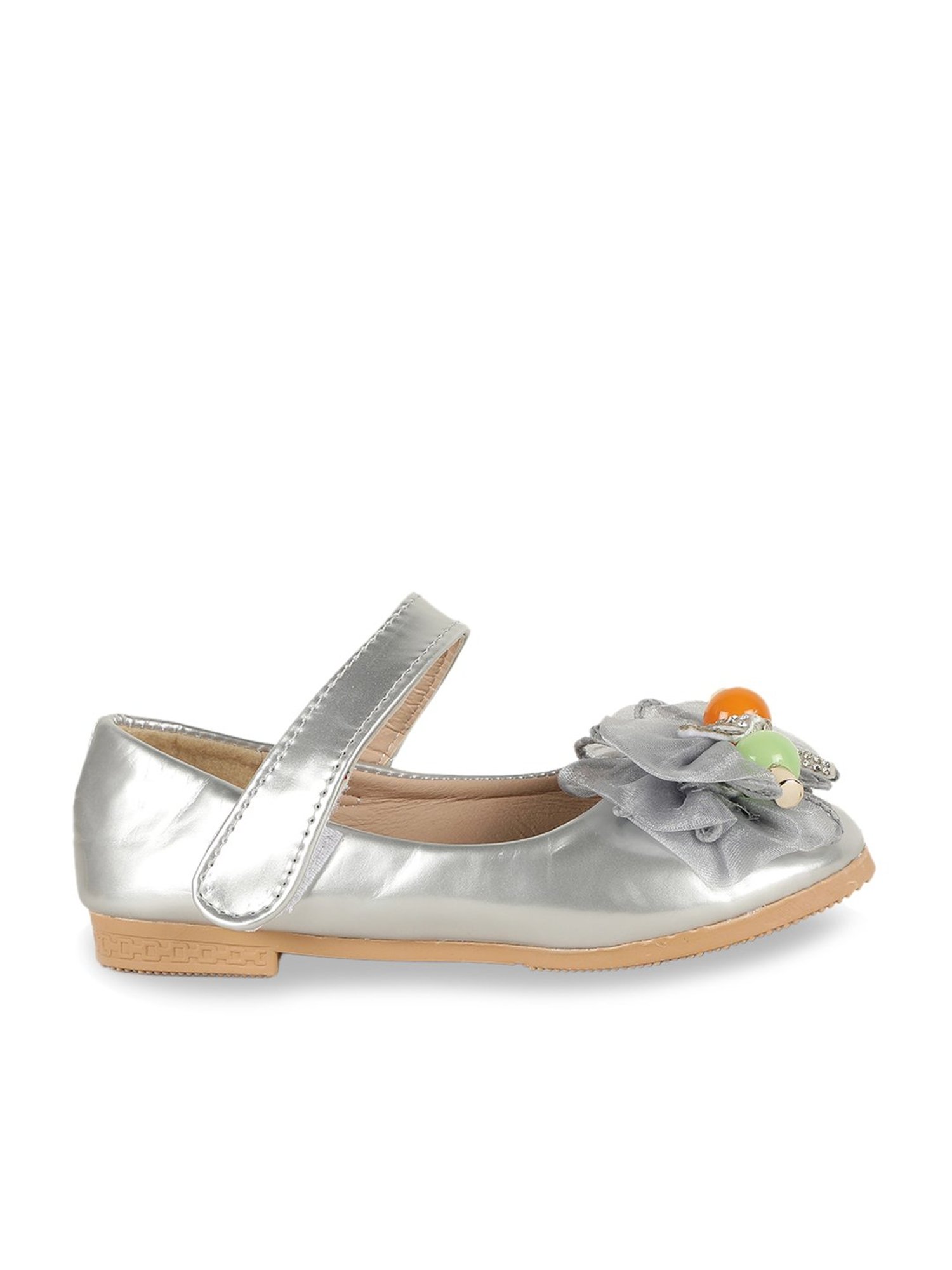 Passion Petals Kids Silver Mary Jane Shoes