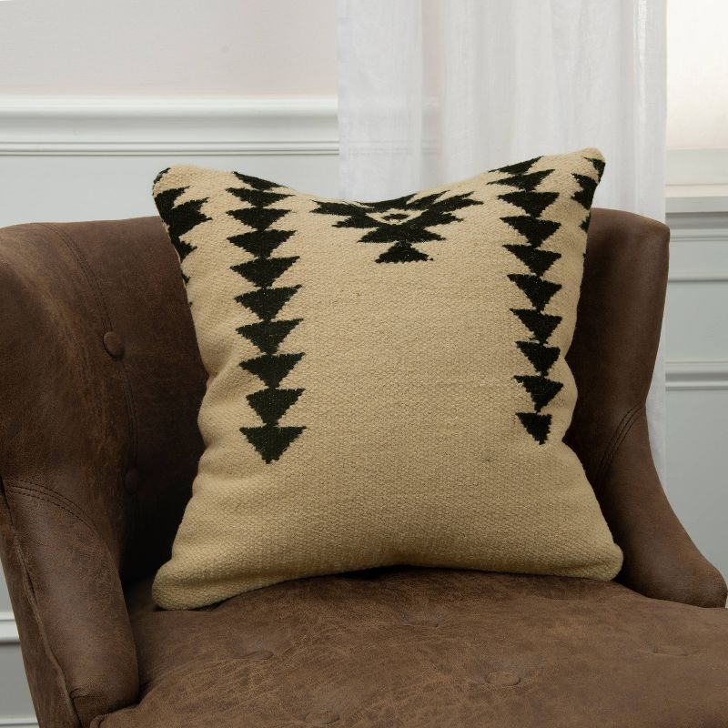 18"x18" Textured Southwestern Striped Throw Pillow Ivory/Black - Rizzy Home