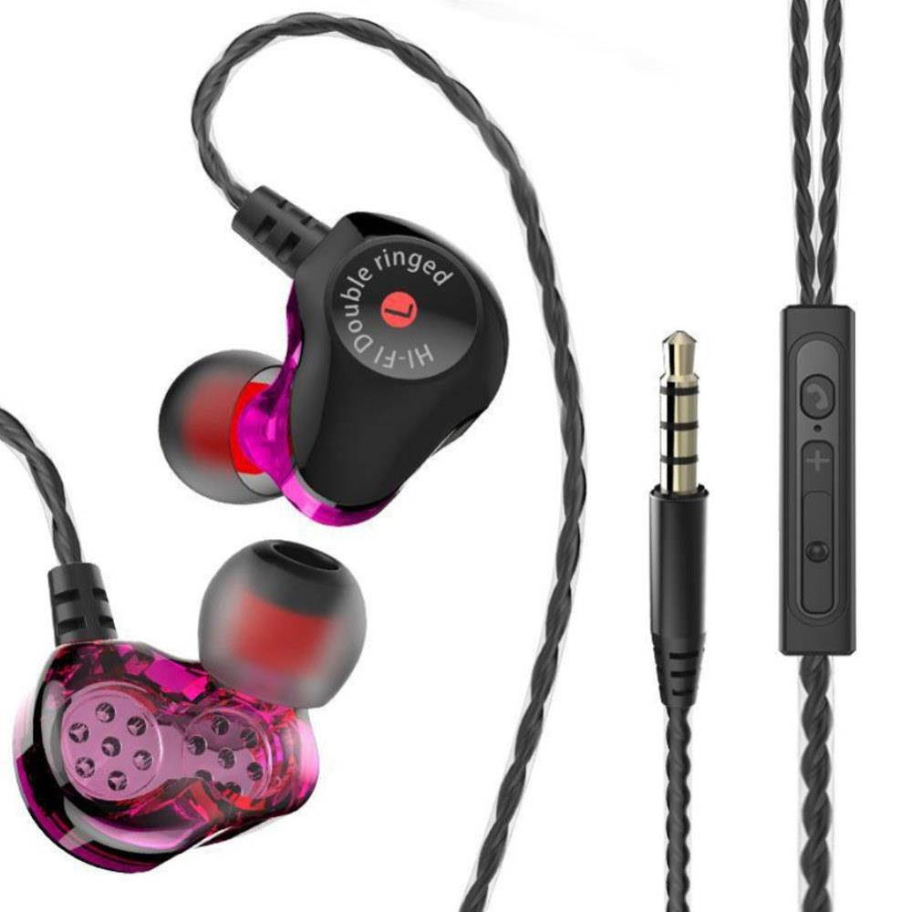 3.5mm In-ear Quad-core Dual Coils Heavy Subwoofer Mobile Phone Ear Bud Game Sport Earphones For iphone Samsung Huawei Xiaomi MP3