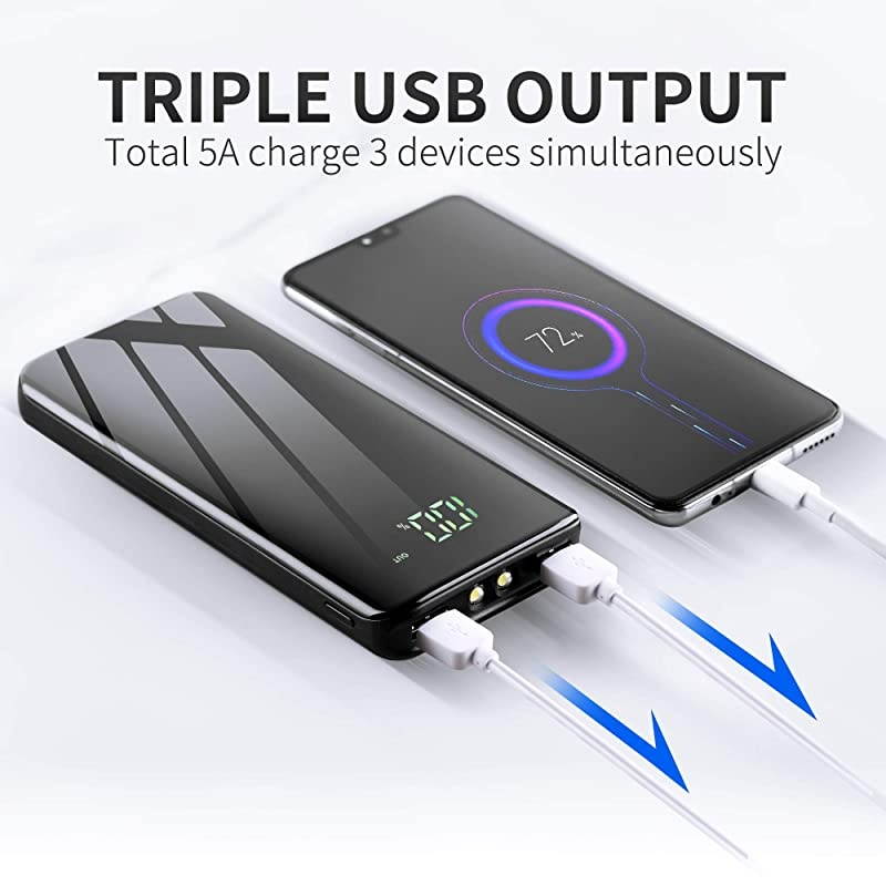 Power Bank 25000mAh Portable Charger Compact Dual Ports Ultra High Speed Battery Pack Phone Charger Backup Battery with Intelligent LCD Compatible with iPhoneSamsungTablet and More