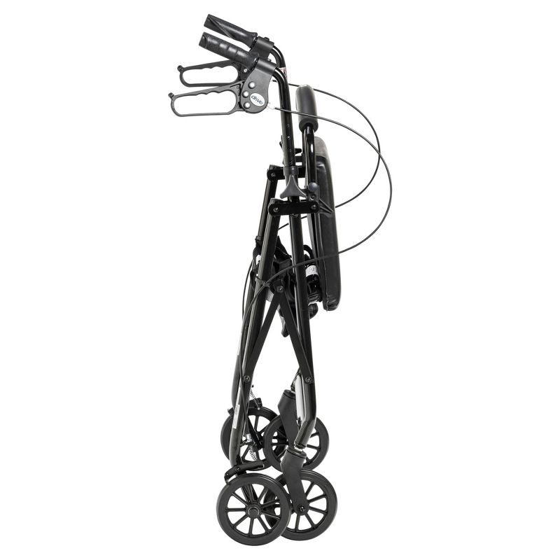 Drive Medical Walker Rollator with 6" Wheels, Fold Up Removable Back Support and Padded Seat, Black