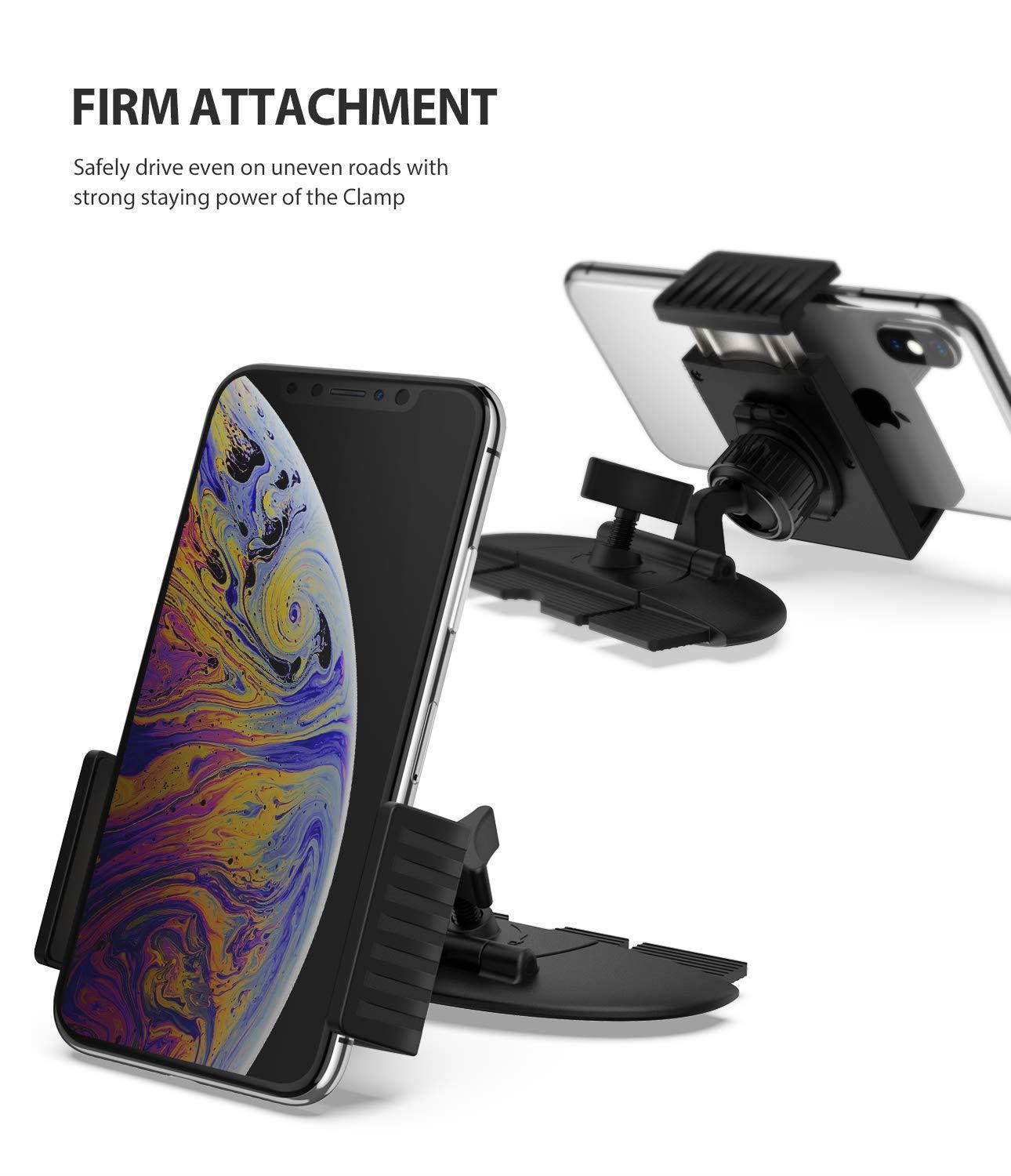Ringke 2 in 1 CD Slot Car Mount for Smartphone, Tablet Other Handheld Devices Premium Adjustable Universal Phone Grip Strong Magnet Clip Holder