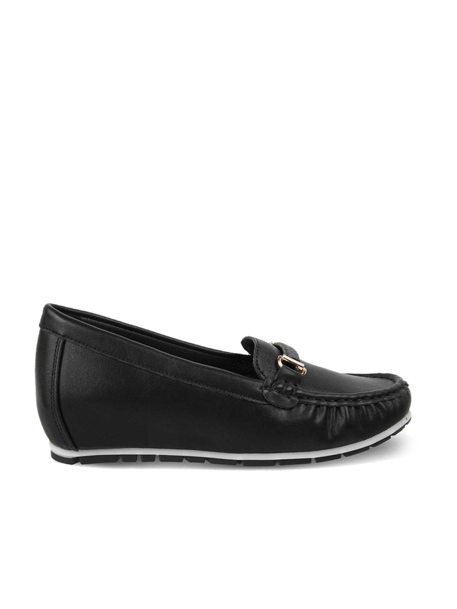 Tresmode Women's Black Wedge Loafers