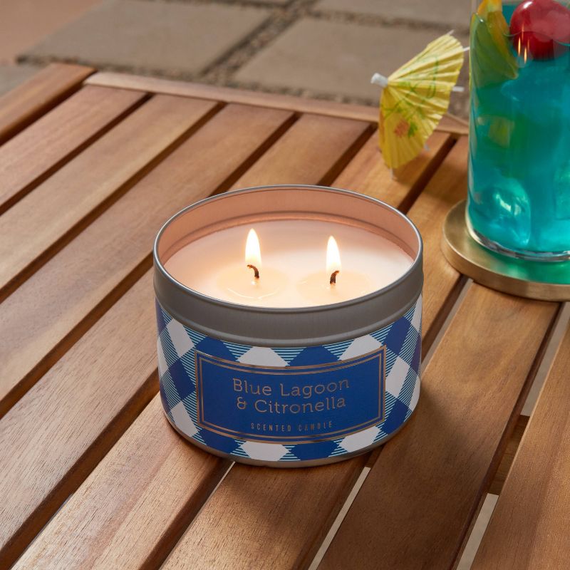 9oz Jar 2-Wick Americana Citronella Blue Lagoon Candle - Sun Squad™