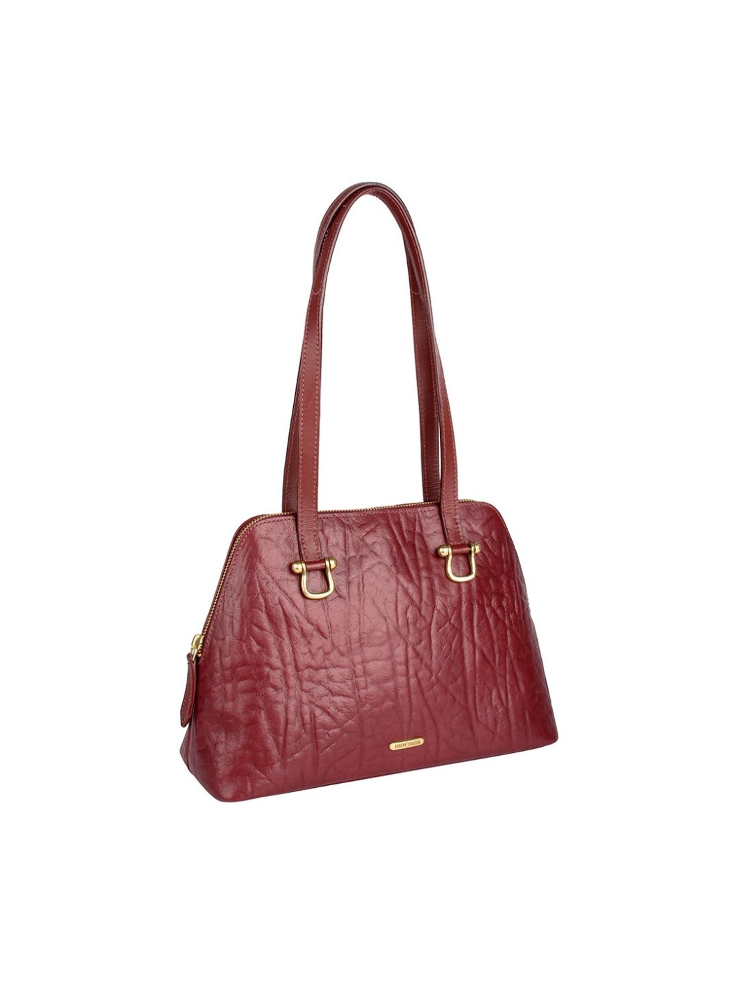 Hidesign Red Solid Medium Shoulder Handbag