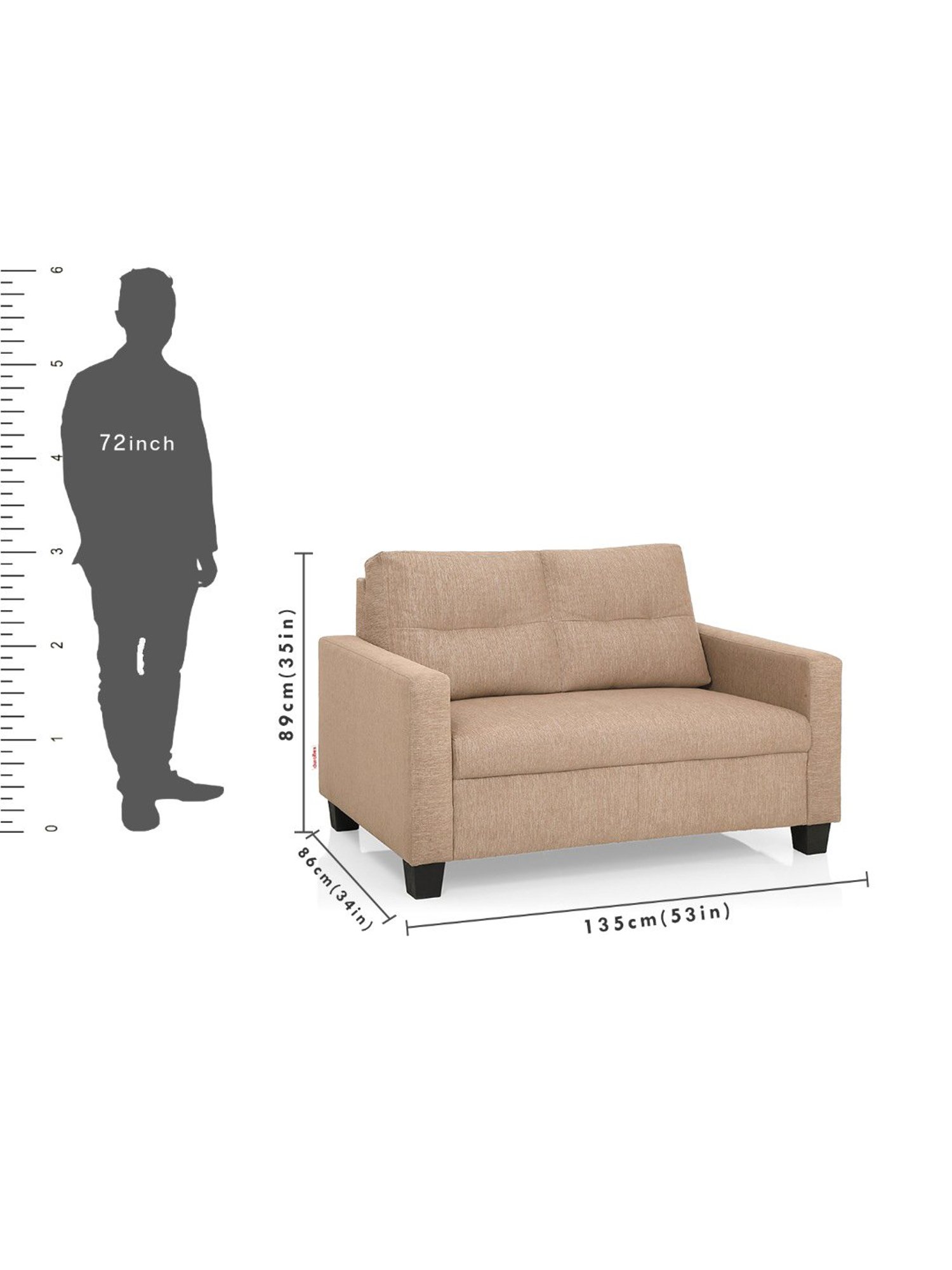 Duroflex Ease Brown Neem Wood 2 Seater Sofa