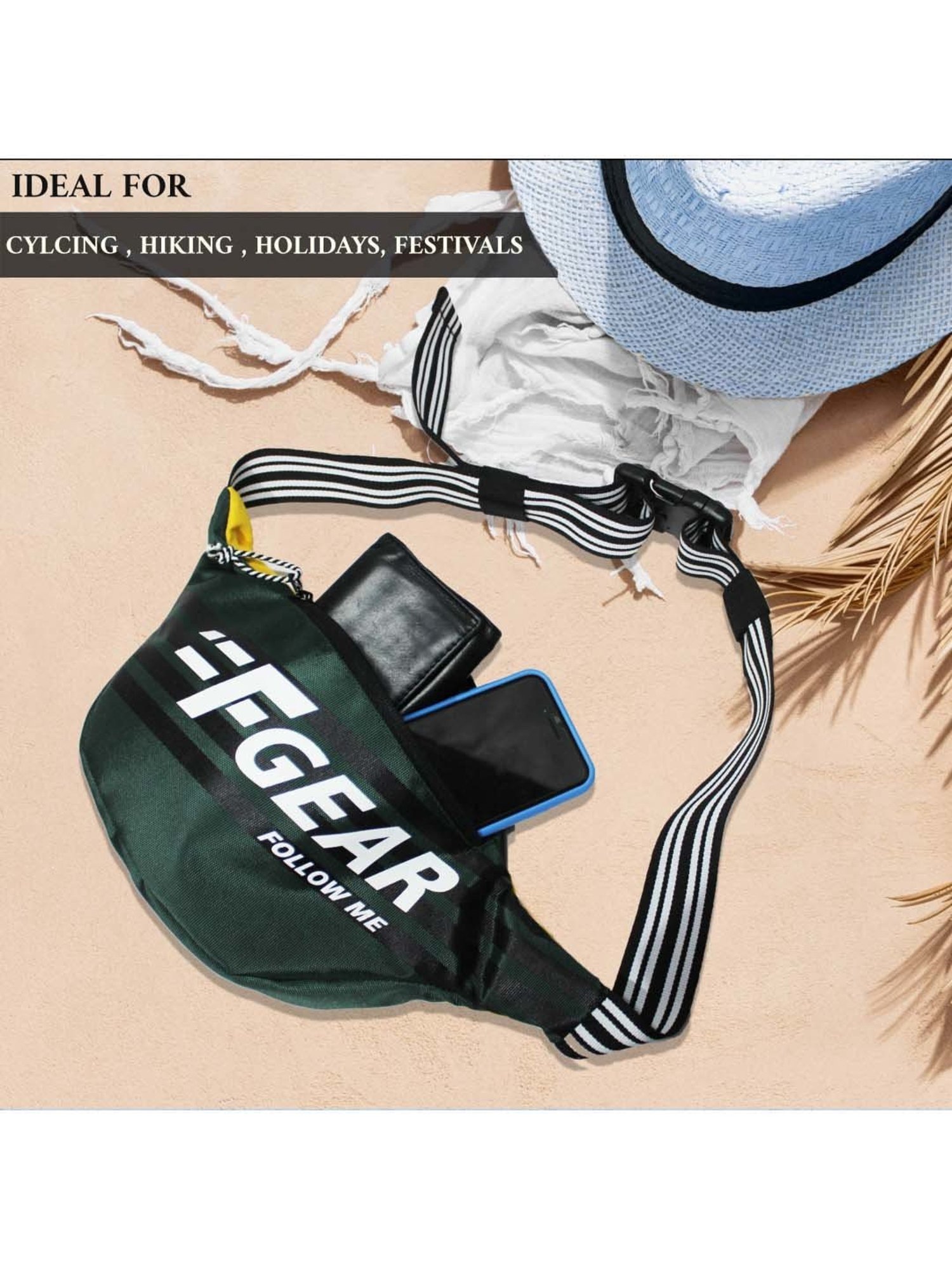 F Gear Green Printed Waist Pouch