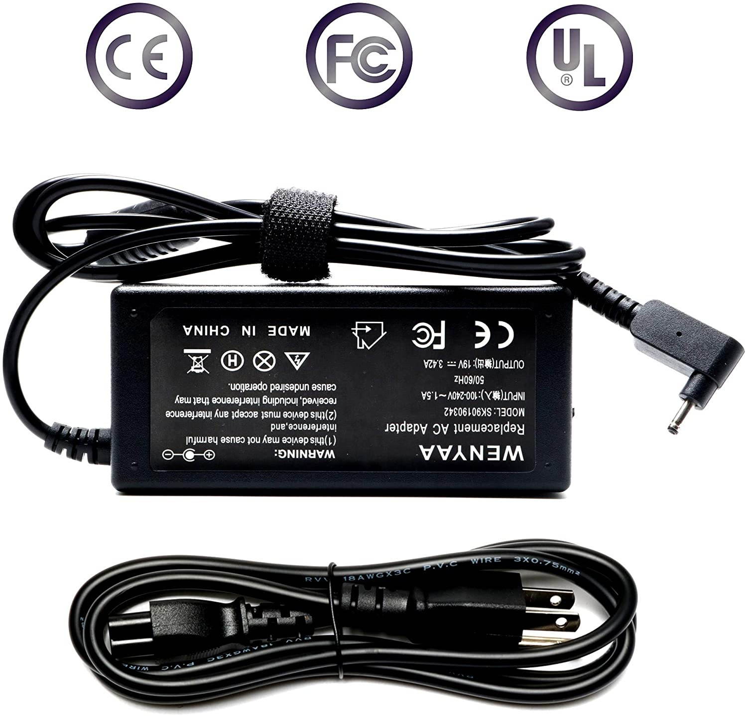 19V 3.42A 65W AC Adapter Laptop Charger for Acer Chromebook R11 11 13 14 15 C720 C720p C740 C910 CB3 CB5 Series ;Aspire One Cloudbook AO1-131 AO1-431; fit N15Q8 N15Q9 PA-1450-26 A13-045N2A Power Cord