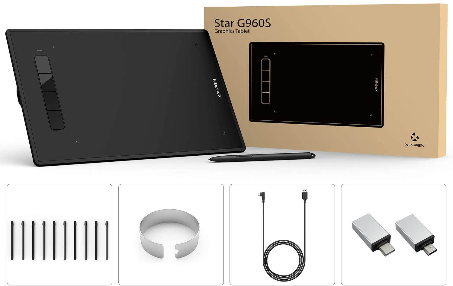 XP-PEN Star G960S Graphics Drawing Tablet 9 x 6 inch with 8192 Levels Pressure Sensitivity Tilt Support Passive Pen 4 Shortcut Keys