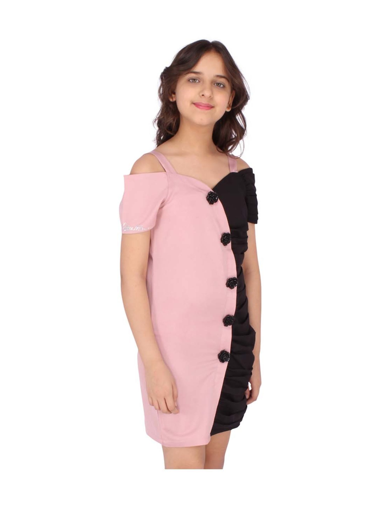 Cutecumber Kids Black & Pink Color Block Dress