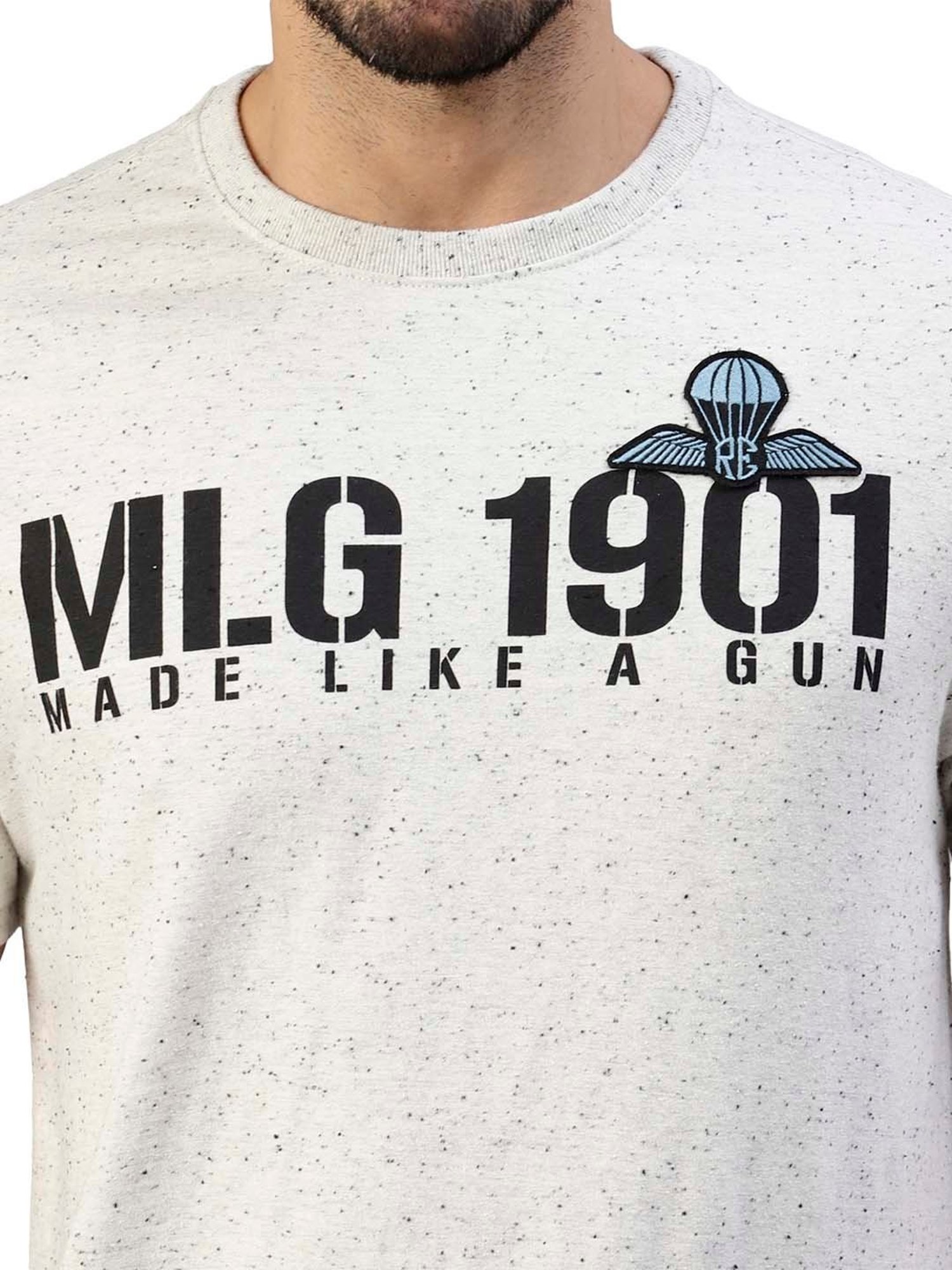 Royal Enfield Military Pride Ecru Regular Fit Printed Crew T-Shirt