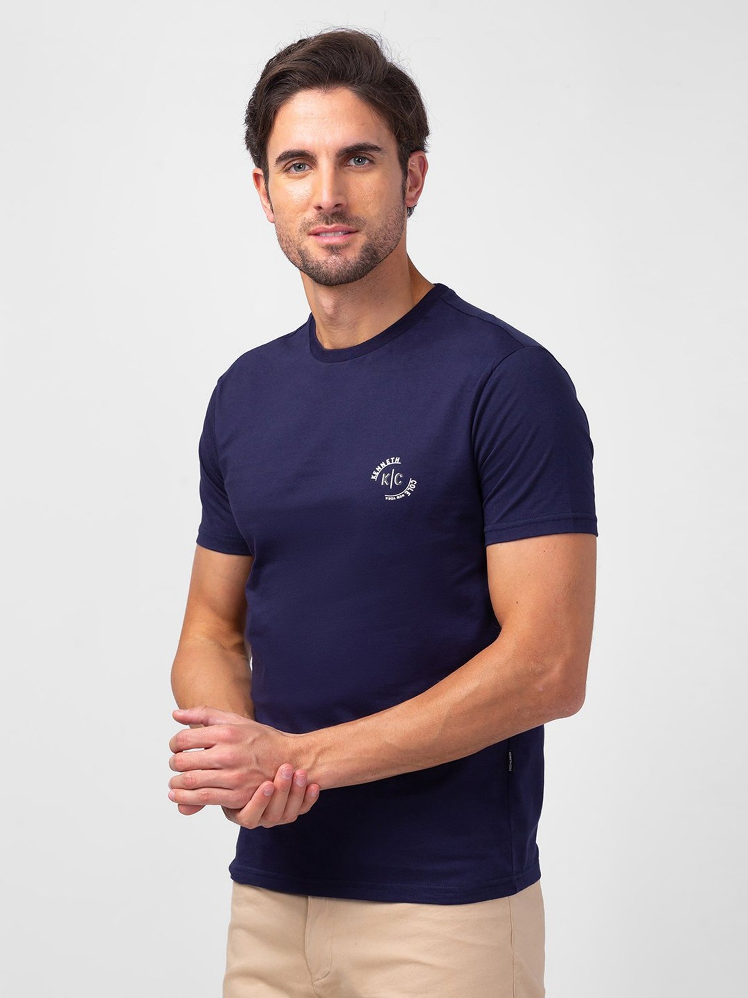 Kenneth Cole Navy Slim Fit Crew T-Shirt