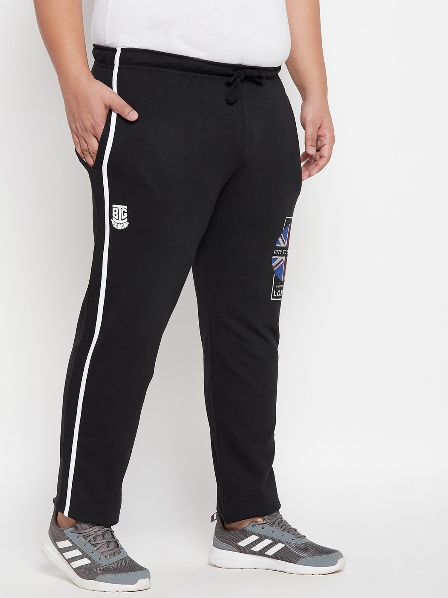 Bigbanana Z Black Cotton Regular Fit Printed Trackpants