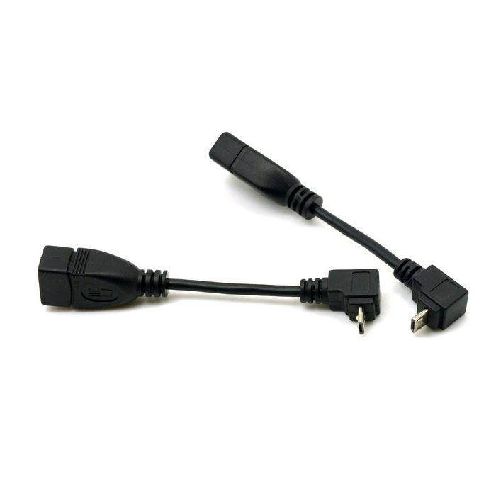 2pcs 90 Degree Up & Down Right Angled Micro USB Type B to USB Female OTG Cable