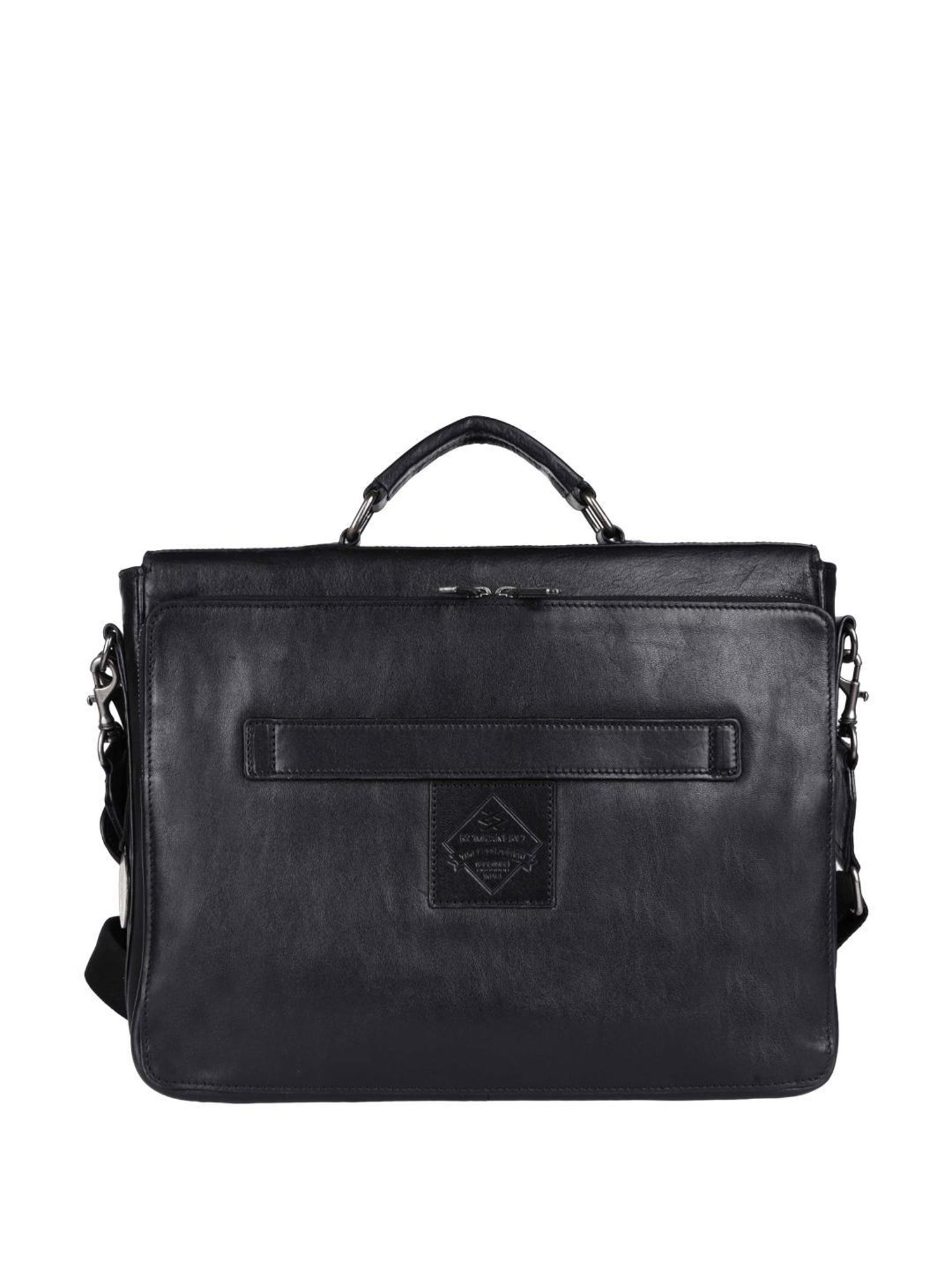 KOMPANERO Alexander Black Solid Laptop Messenger Bag