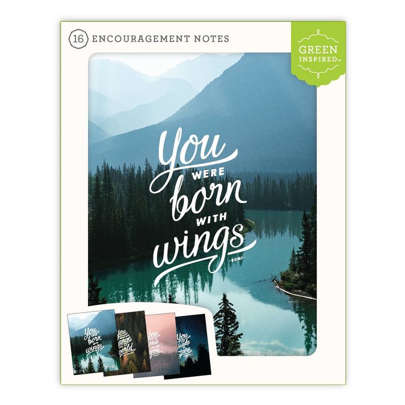 16ct Assorted Encouragement Note Cards Inspired Scenery