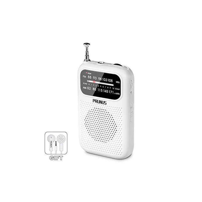 J777 AMFM Portable Transistor Radio Mini Pocket Radio with Earphones AAA Battery OperatedWhite