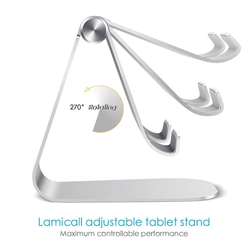 Tablet Stand Adjustable,  Tablet Holder : Desktop Holder Dock Cradle Compatible with iPad Pro 12.9,10.5, 9.7, Air Mini 2 3 4, Nexus, Accessories, Tab (4-13 inch) - Silver