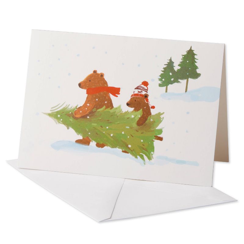 Carlton Cards 14ct Bears Carrying Tree Boxed Cards