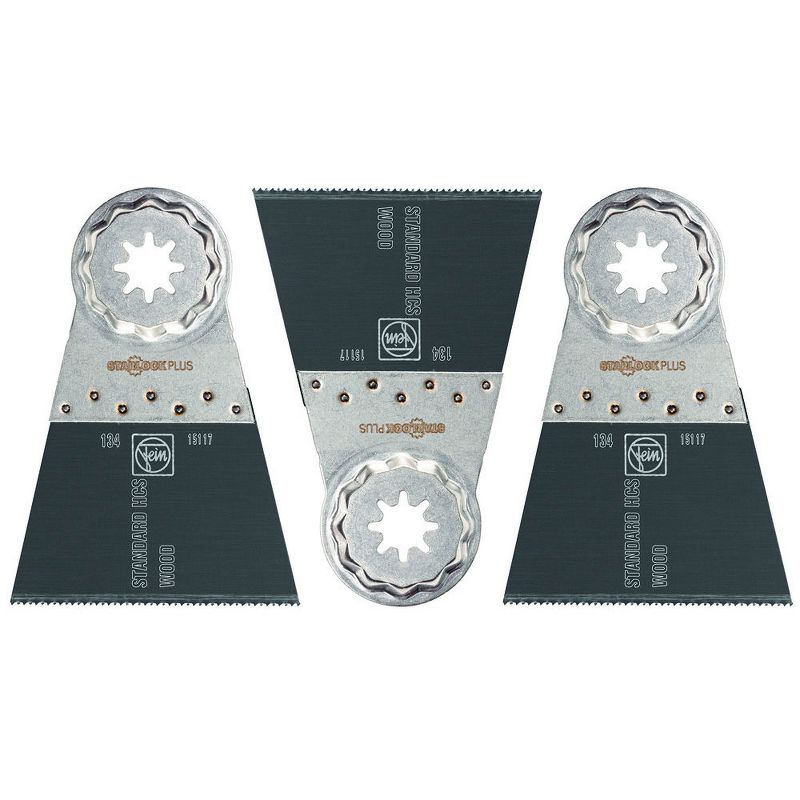 Fein 63502134270 E Cut Standard Wood, Drywall, & Plastic Oscillating Multitool Starlock 2 x 2.5 Inch Saw Blade Tool Set (3 Pack)