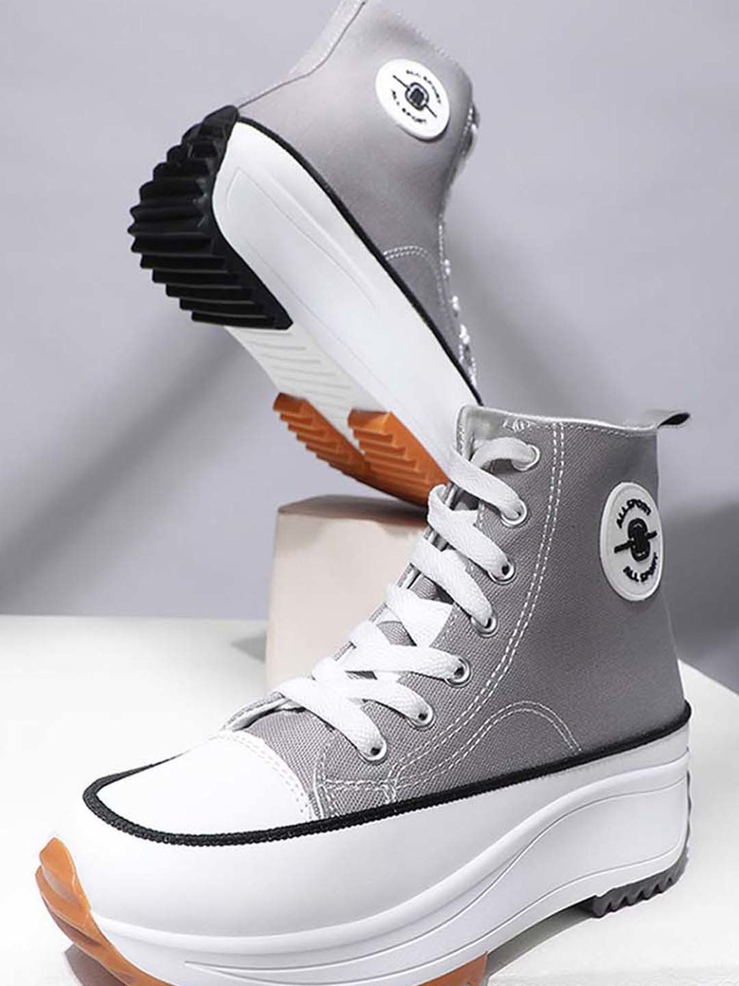 Mozafia Women's Grey Ankle High Sneakers