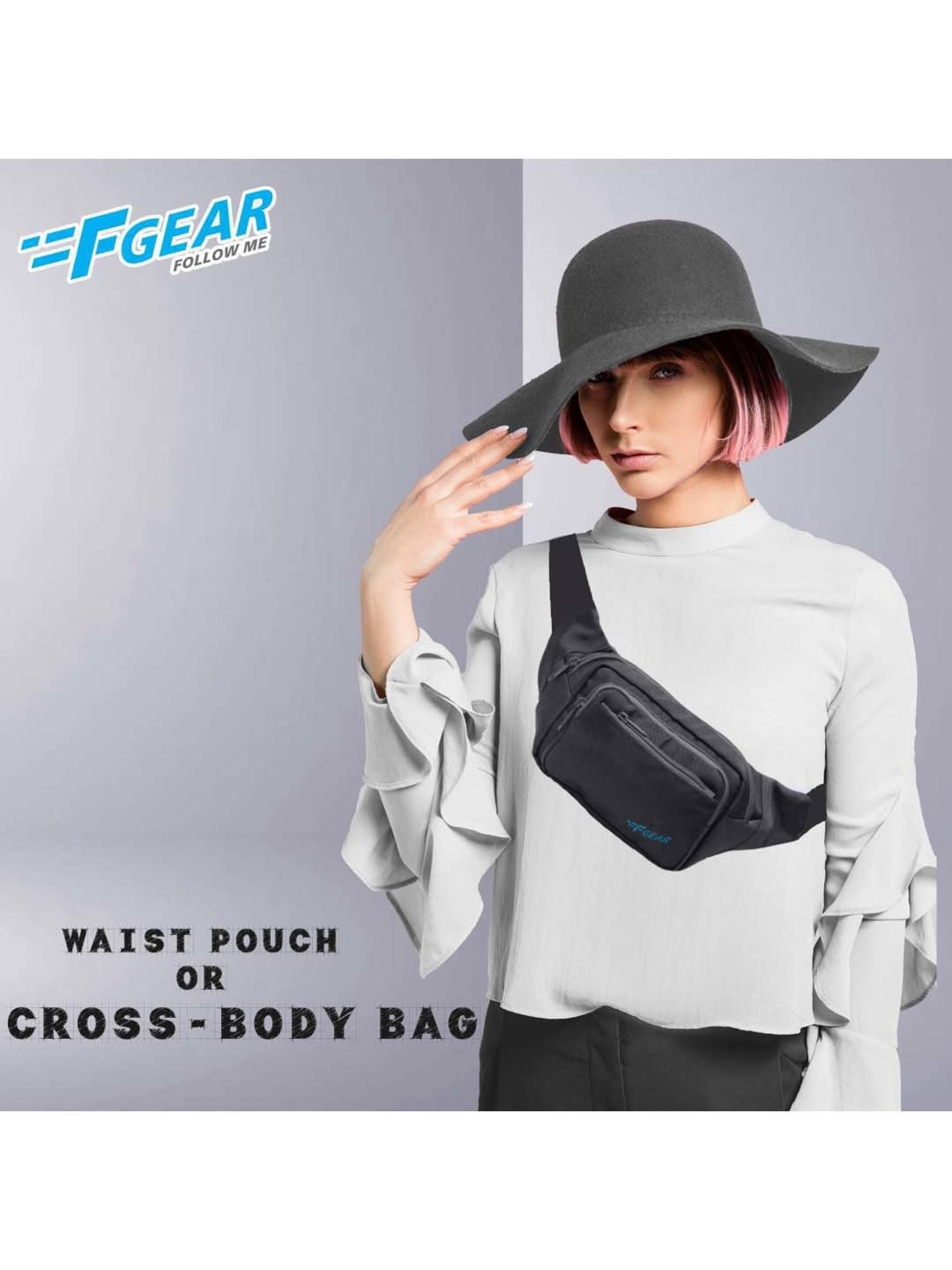 F Gear Grey Solid Waist Pouch