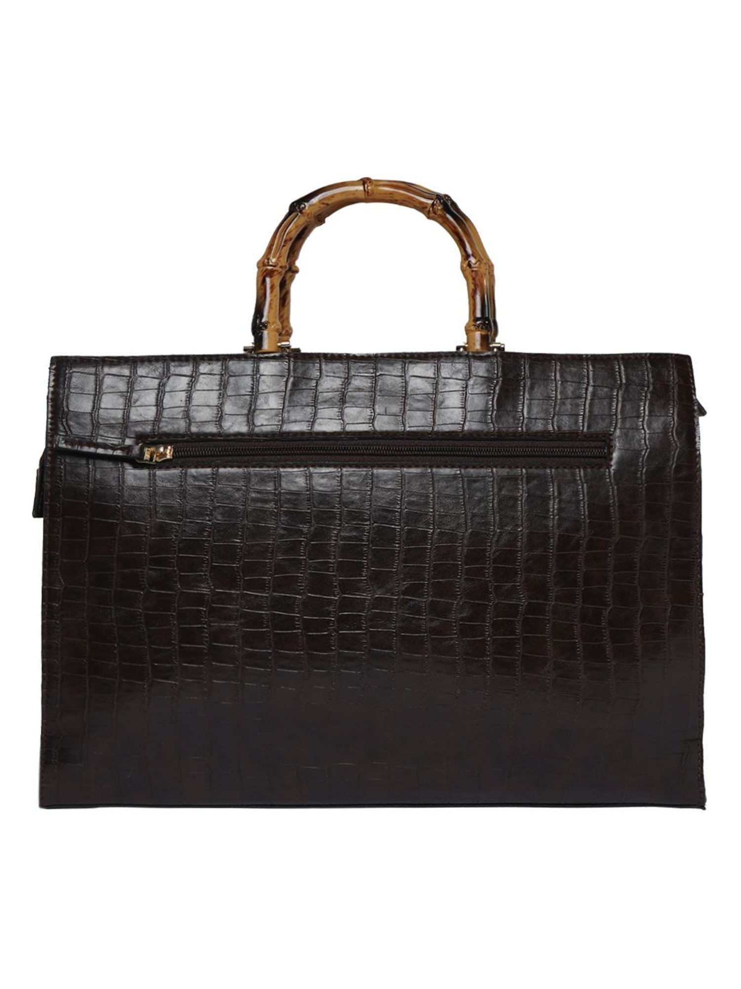 Horra Brown Textured Medium Handbag