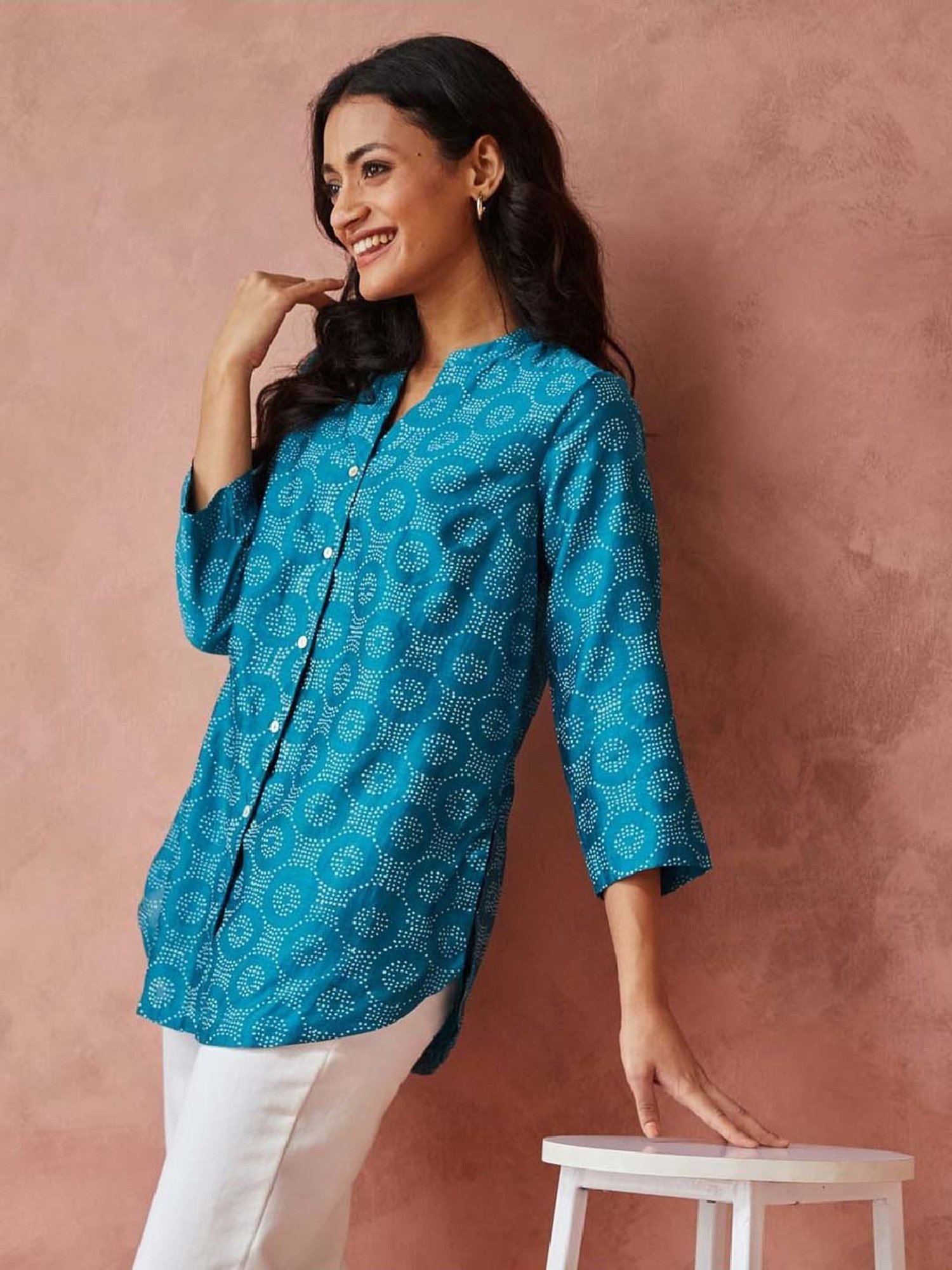 Fabindia Blue Printed Tunic