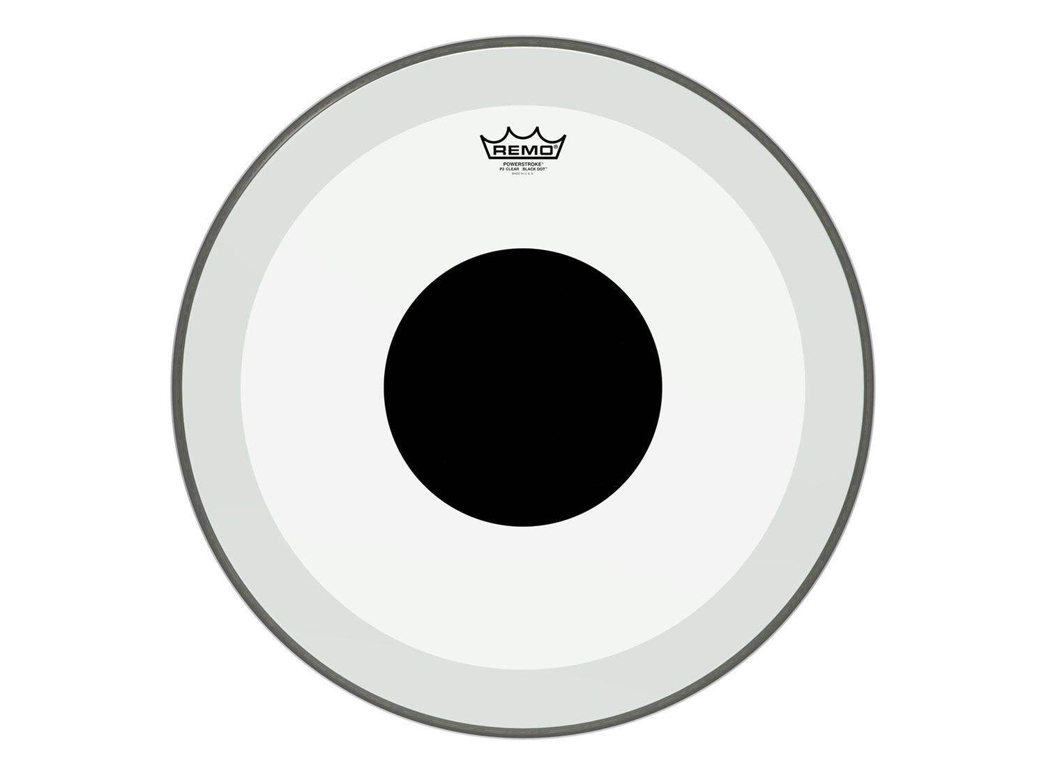 Remo Powerstroke P3 Clear Black Dot Bass Drumhead - Top Black Dot - 20"