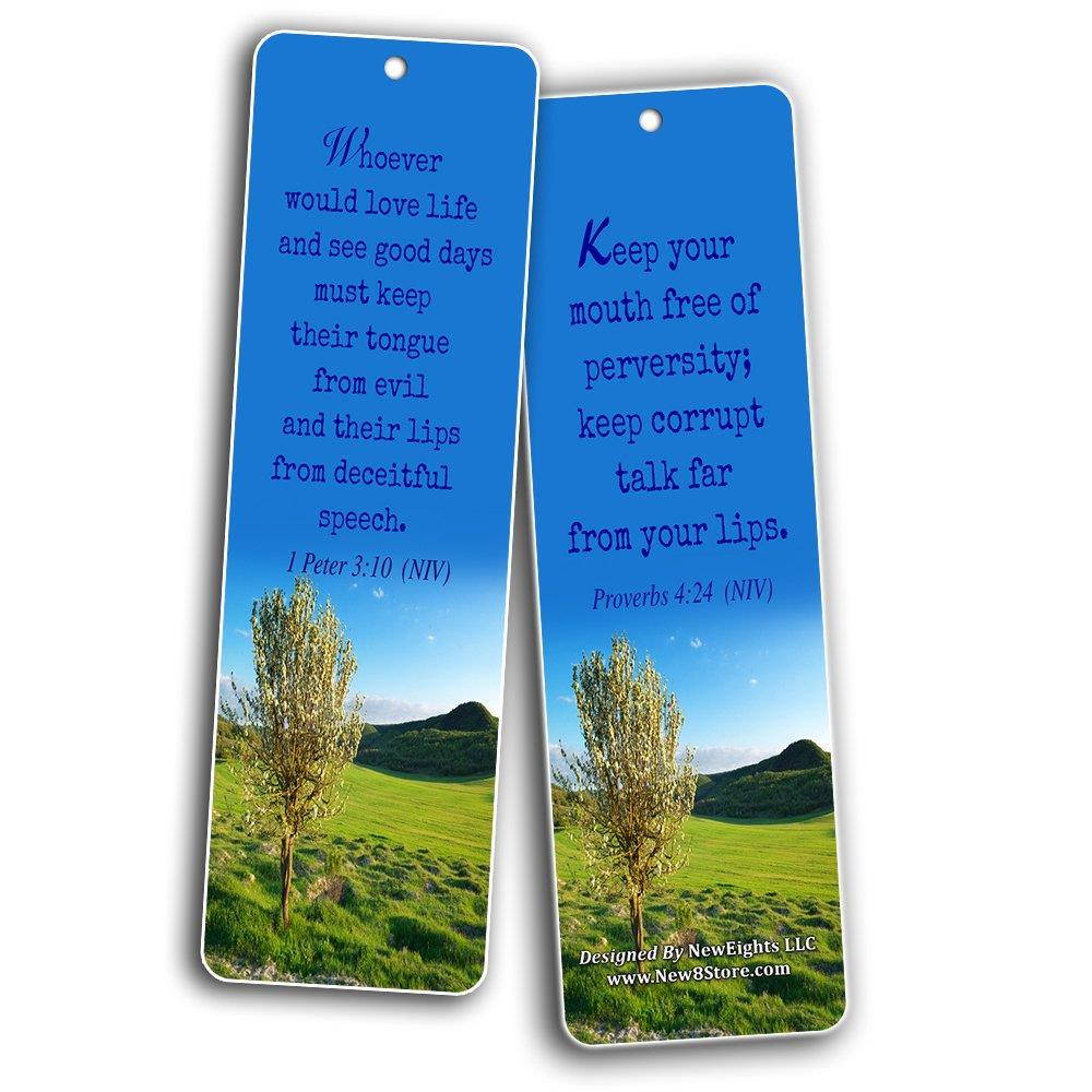 Christian Bookmarks Scriptures Cards (60-Pack) from NIV Bible - Speak Life Bible Verses About The Tongue- Religious Gifts for Men Women Teens Kids - God's Blessing Wisdom Devotional Book Markers