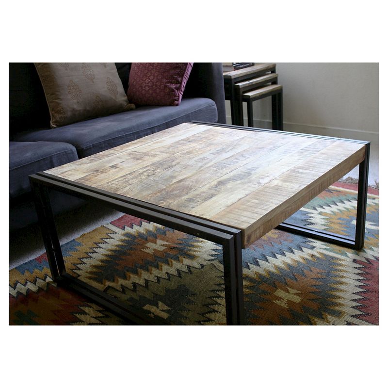 Handcrafted Reclaimed Wood Coffee Table Natural - Timbergirl