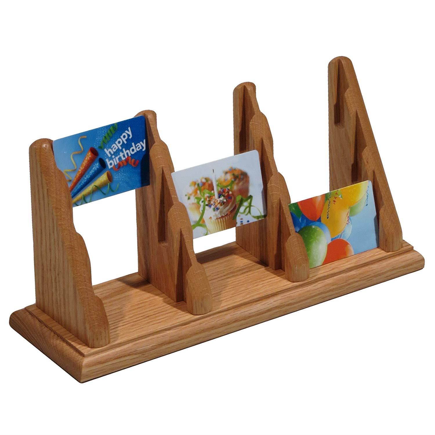 Wooden Mallet 6-Pocket Countertop Business Card Holder, Light Oak