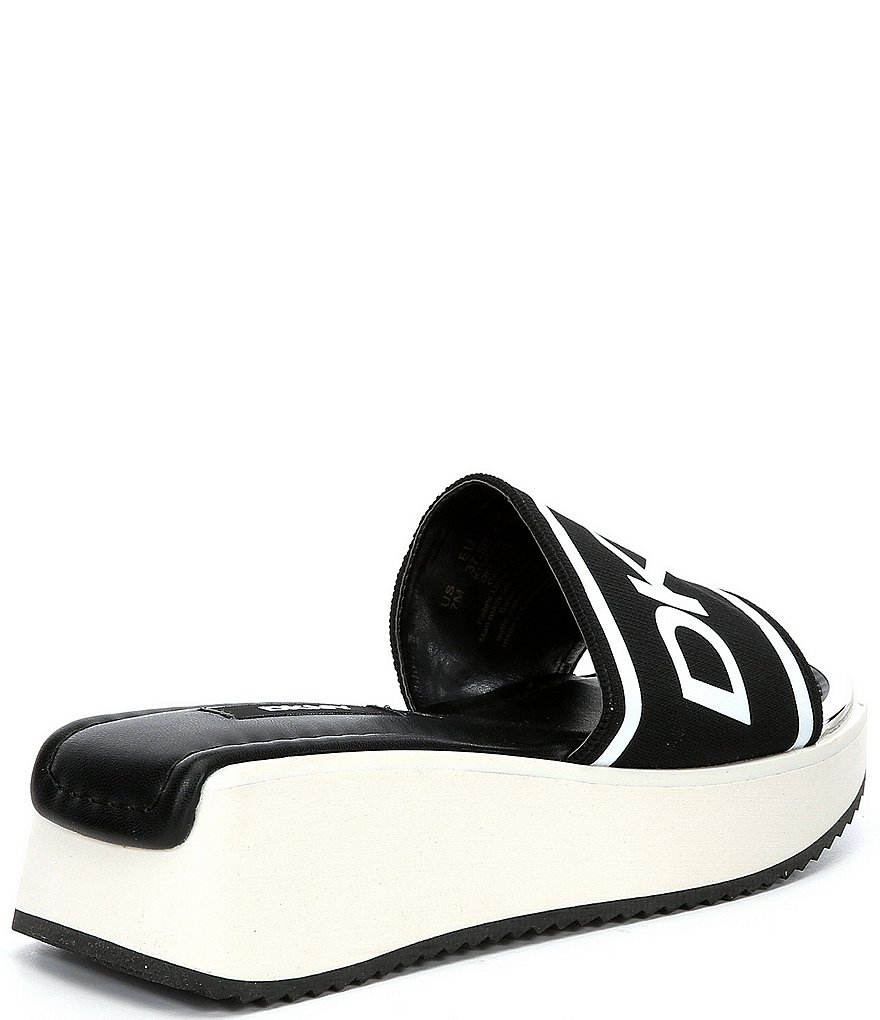 DKNY Mandy Logo Sport Fabric Platform Wedge Slides