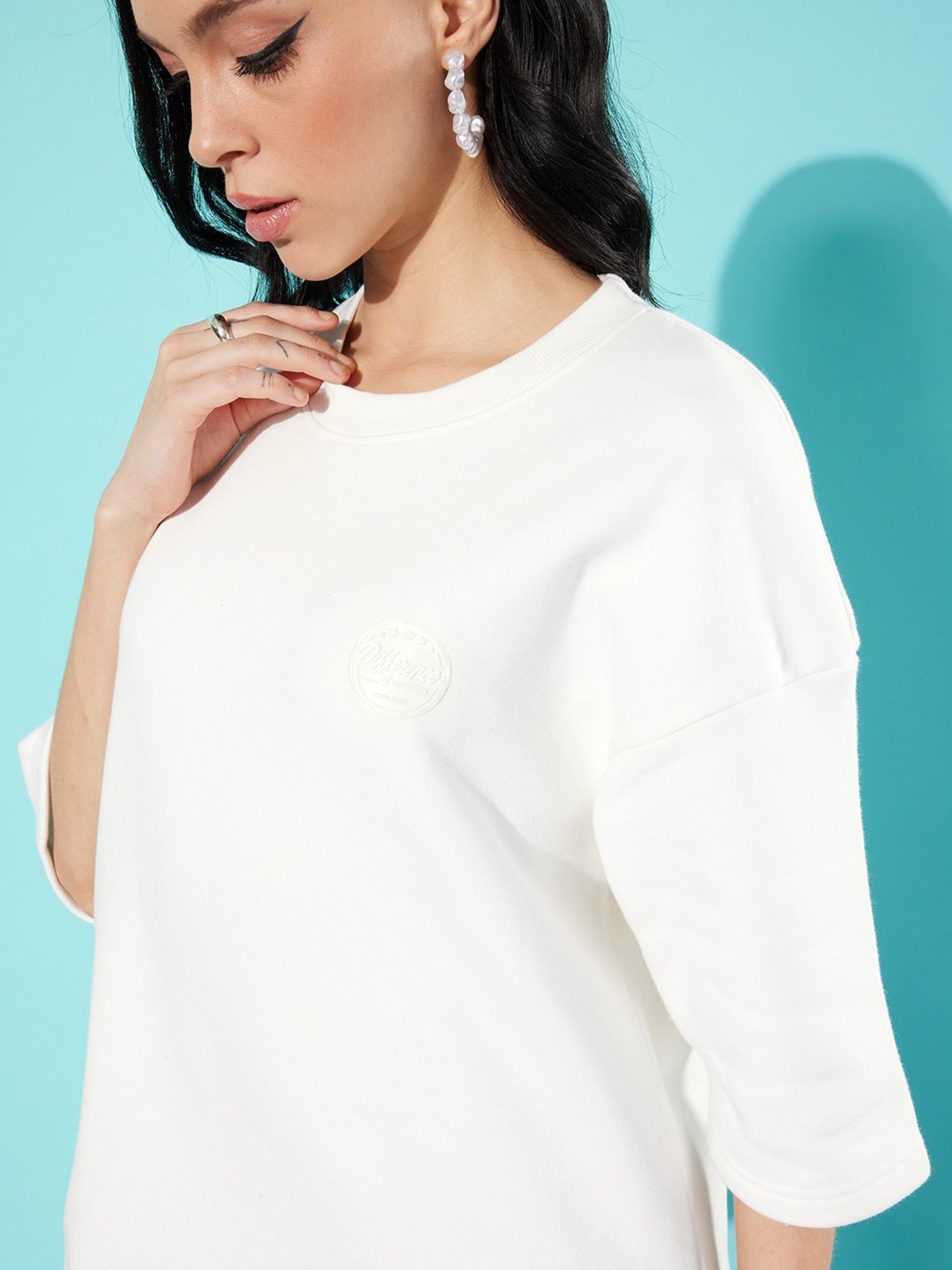 Difference of Opinion White Fleece Oversized Sweatshirt