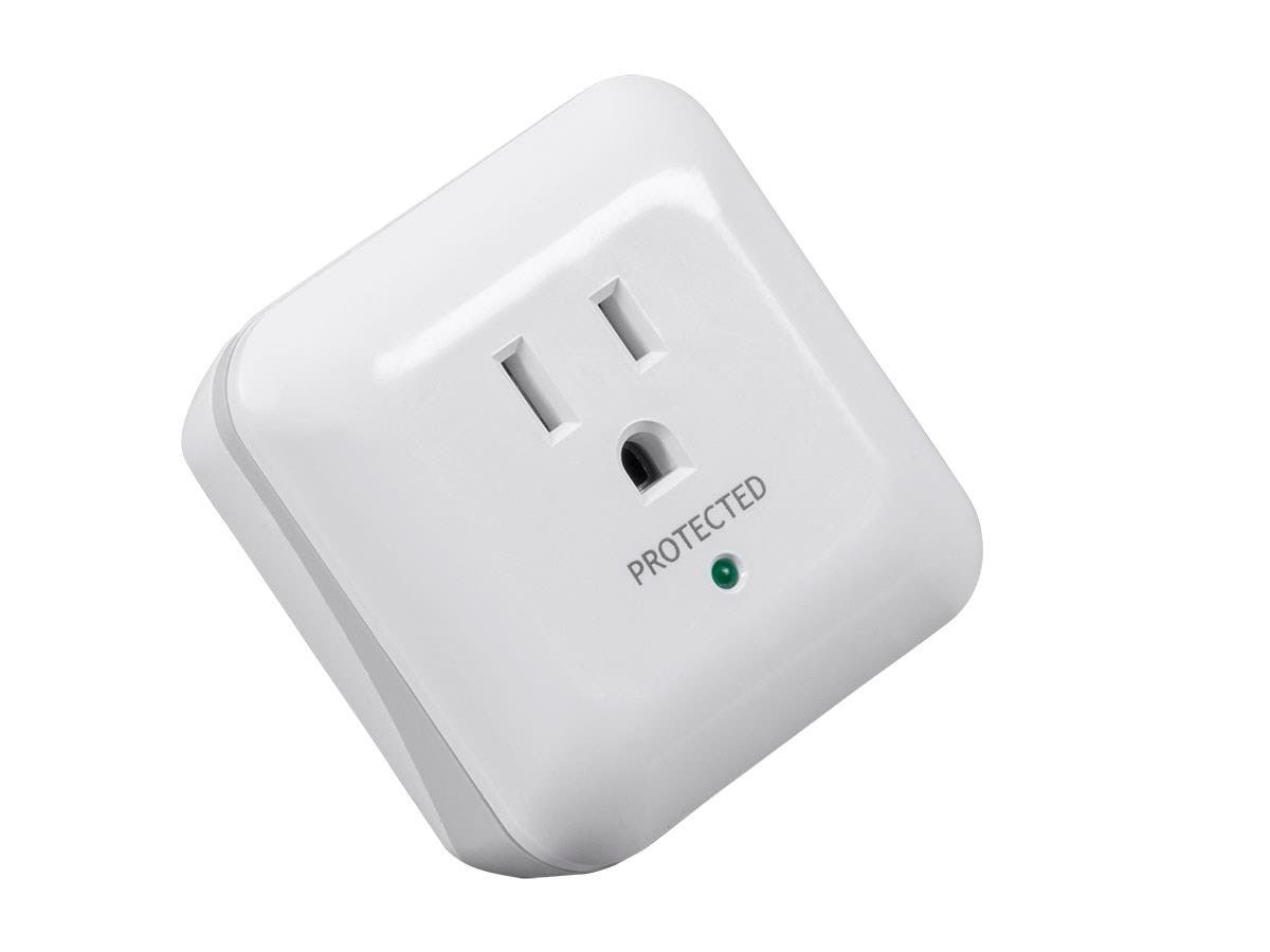 Monoprice 1 Outlet Surge Protector with End of Service Alarm, 900 Joules, White