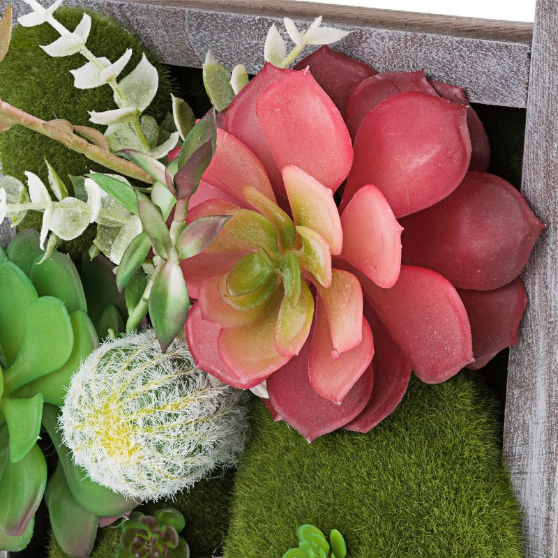 10" Indoor/Outdoor Wood Succulent Plant Wall Art Décor Gray - Alpine Corporation