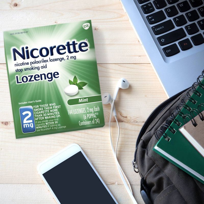 Nicorette 2mg Stop Smoking Aid Nicotine Lozenge - Mint - 144ct
