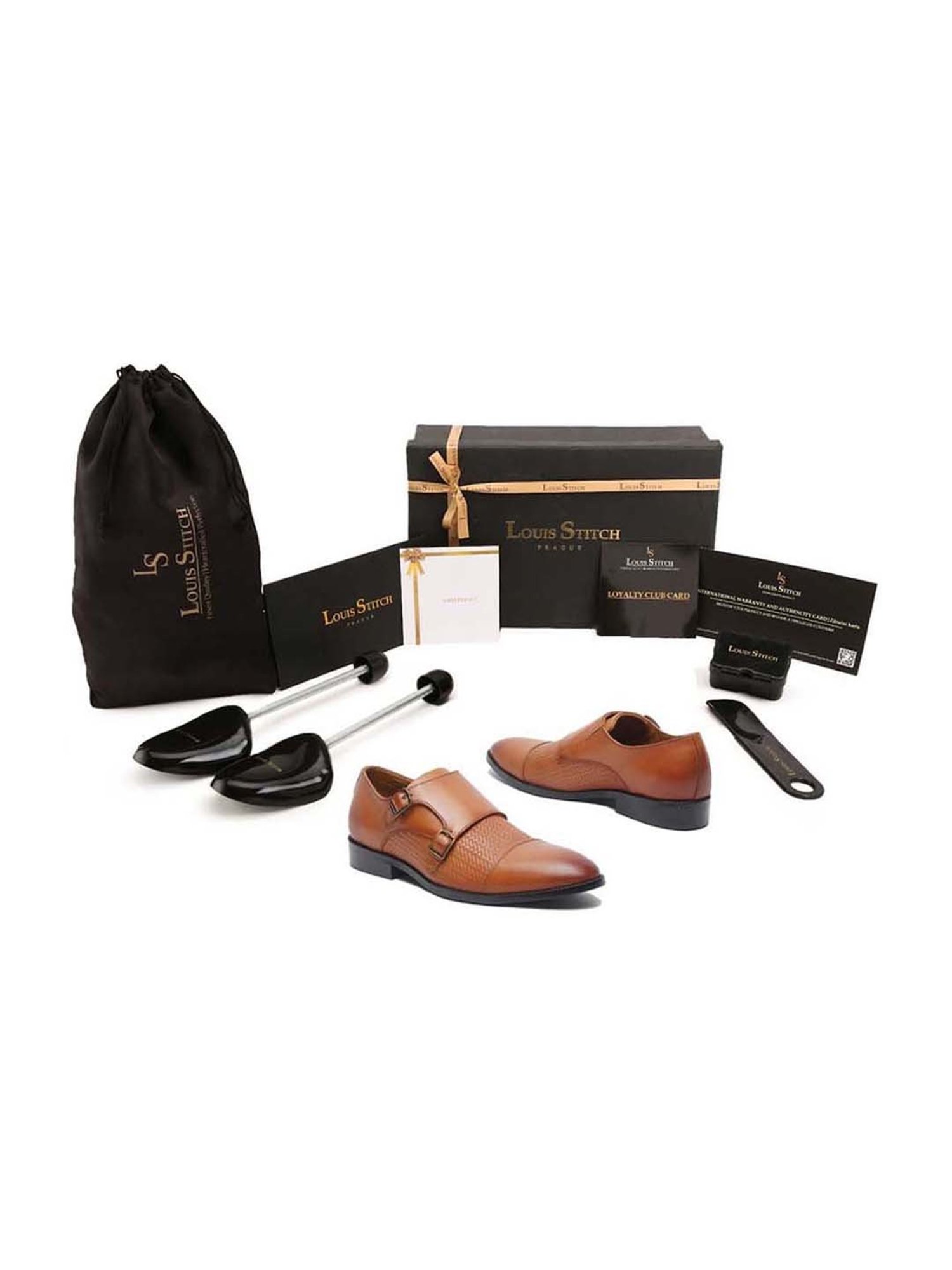 Louis Stitch Men's Russet Tan Monk Shoes