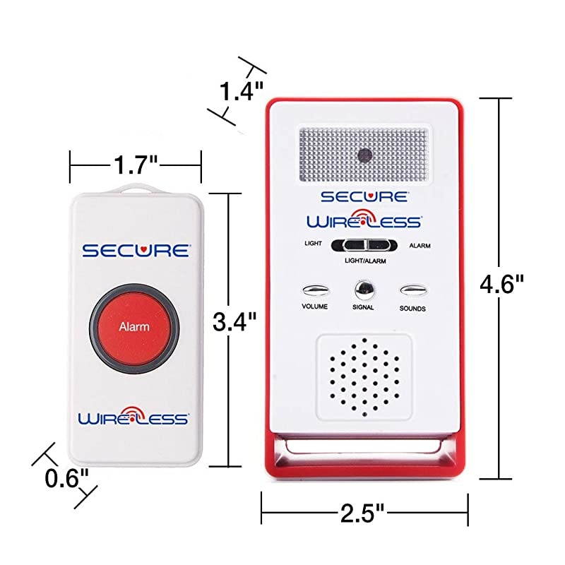SWCB1 Wireless Remote Nurse Alert System SOS Help Pendant Call Button and Caregiver Pager Kit 500+ Ft Range 1 Transmitter Set