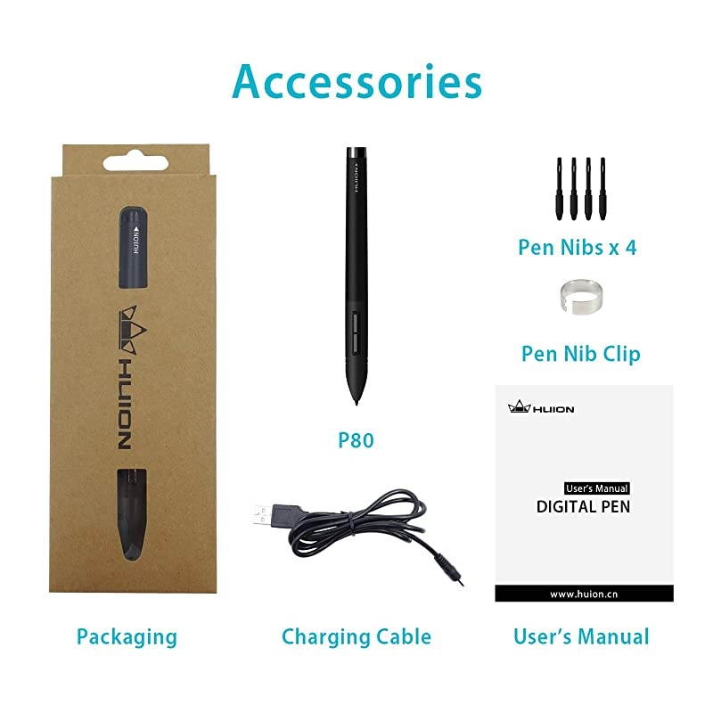 P80 Rechargeable Pen Digitizer Pen Digital Pen Style for  Graphics Tablet